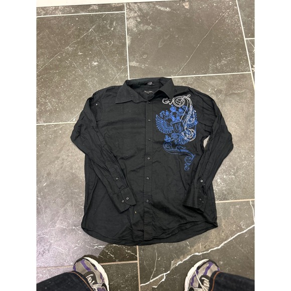 Eighty Eight Platinum Other - Eighty Eight y2k 2000s Mens Large Black Graphic Button Down Shirt